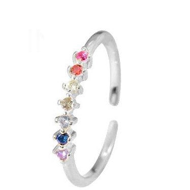 Customize & Buy 925 Sterling Silver Colorful Rainbow Cocktail Rings Mix  Cubic Zirconia Online at Grand Bazaar Jewelers - GBJ1RG7003-1